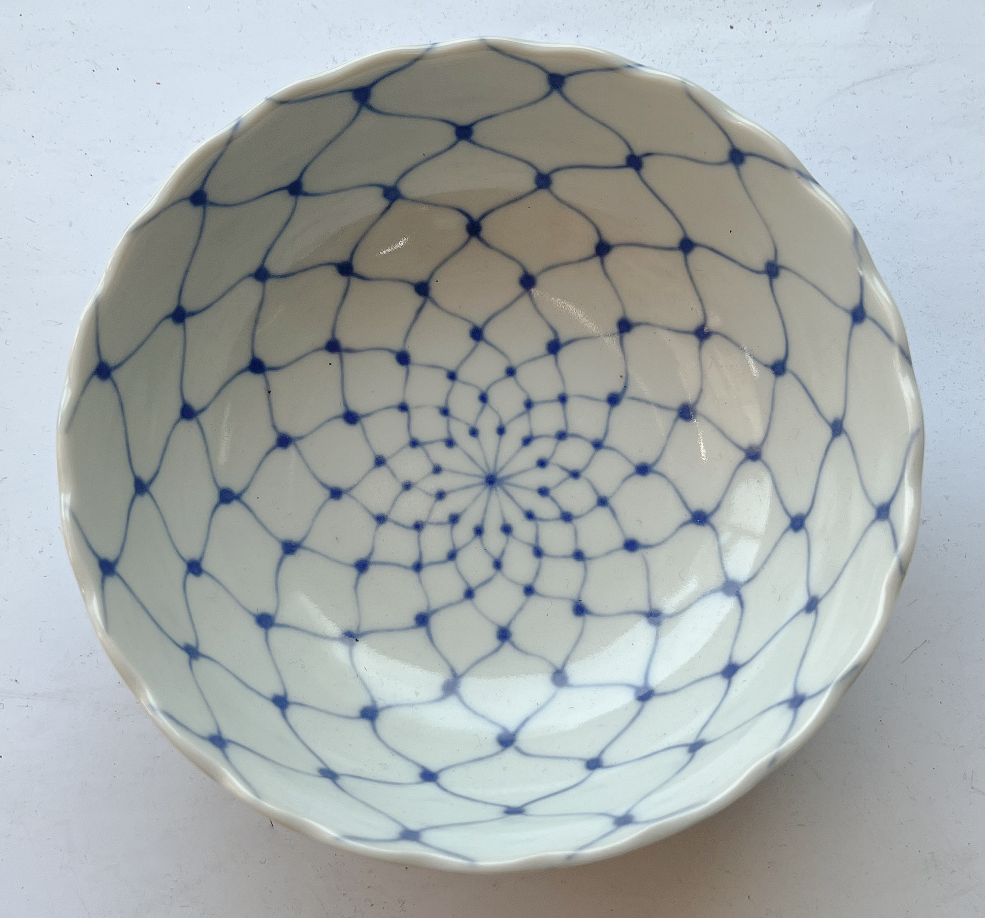 od0205-018/14cm 블루 그물무늬 중볼/Φ14x5cm/일본그릇