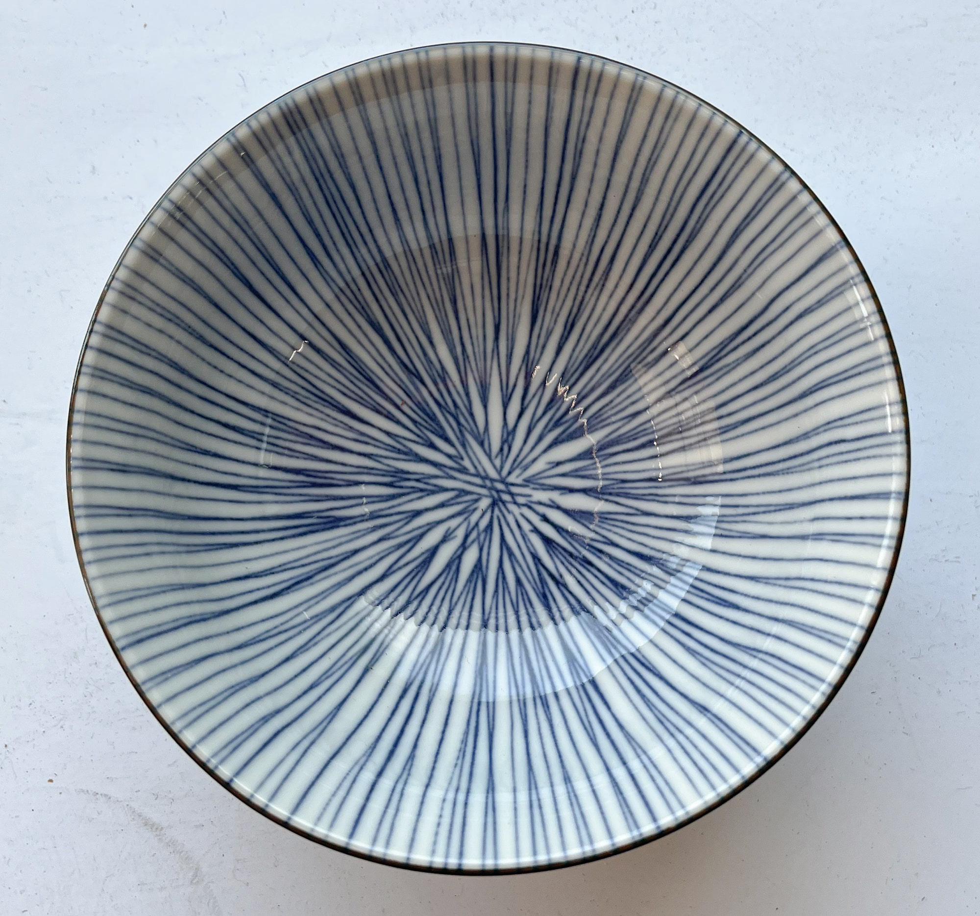 od0205-019/14cm 블루 얆은 선무늬 중볼/Φ14x7cm/일본그릇