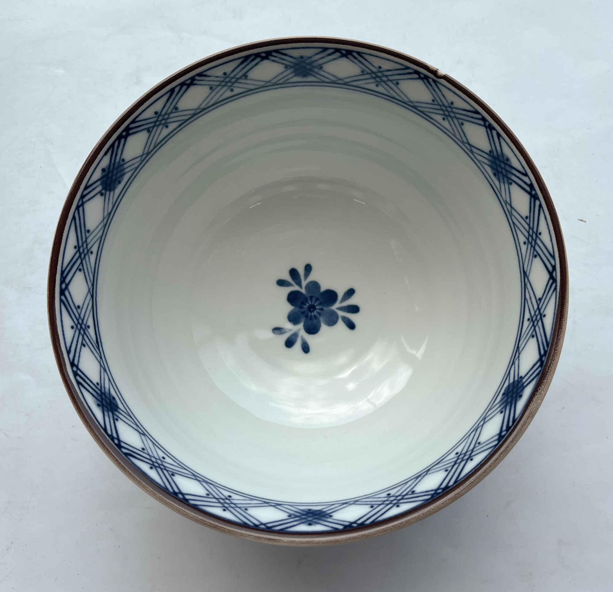 od0205-054/16cm 블루 꽃무늬 중볼 /Φ16x9cm/일본그릇