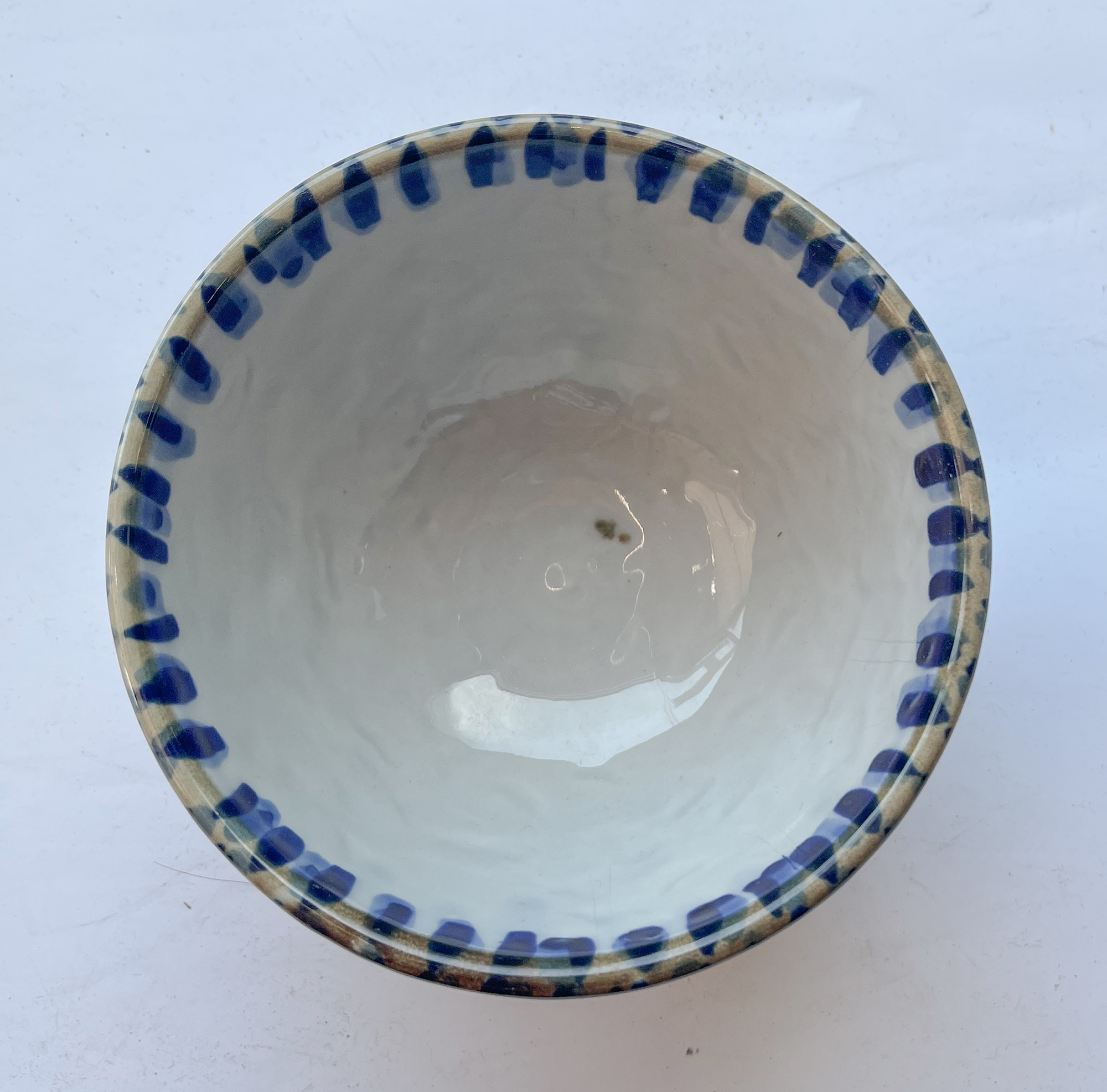 od0206-002/13cm 블루 굵은 선무늬 소볼/Φ13x7cm/일본그릇